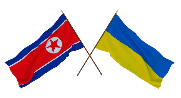 Sfondo per disegnatori illustratori Bandiere del Giorno dell'Indipendenza Nazionale Corea del Nord e Ucraina