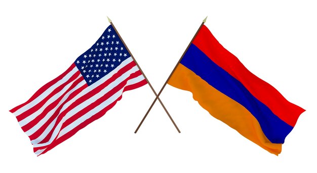 Sfondo per disegnatori illustratori Bandiere del giorno dell'indipendenza nazionale degli Stati Uniti d'America e dell'Armenia