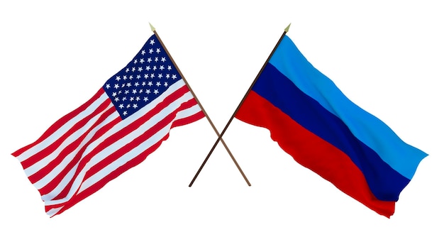 Sfondo per disegnatori illustratori Bandiere del giorno dell'indipendenza nazionale degli Stati Uniti d'America e della Repubblica popolare di Lugansk