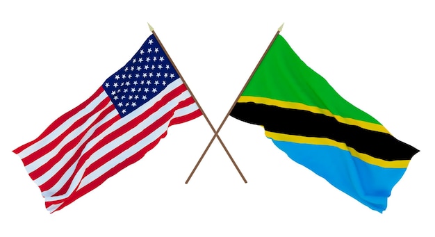 Sfondo per disegnatori illustratori Bandiere del giorno dell'indipendenza nazionale degli Stati Uniti d'America e della Tanzania