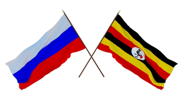 Sfondo per disegnatori illustratori Bandiere del giorno dell'indipendenza nazionale della Russia e dell'Uganda