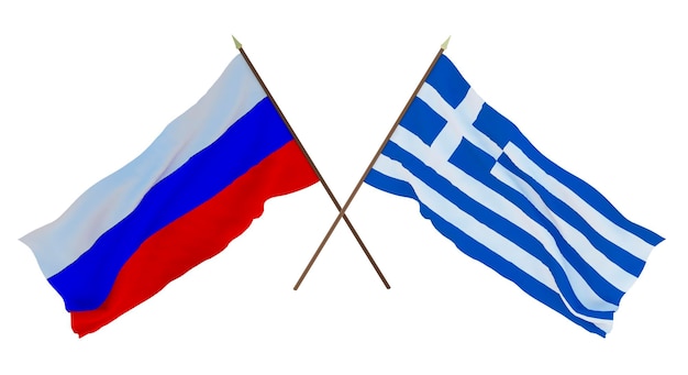 Sfondo per disegnatori illustratori Bandiere del giorno dell'indipendenza nazionale della Russia e della Grecia