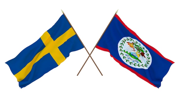 Sfondo per disegnatori illustratori Bandiere del giorno dell'indipendenza nazionale della Svezia e del Belize