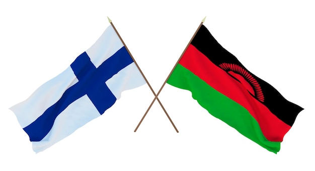Sfondo per disegnatori illustratori Bandiere del Giorno dell'Indipendenza Nazionale Finlandia e Malawi
