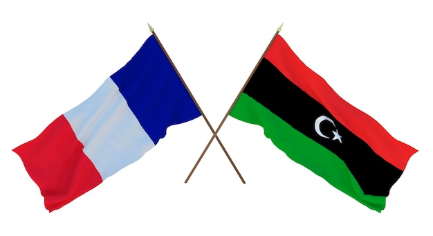 Sfondo per disegnatori illustratori Bandiere del Giorno dell'Indipendenza Nazionale Francia e Libia