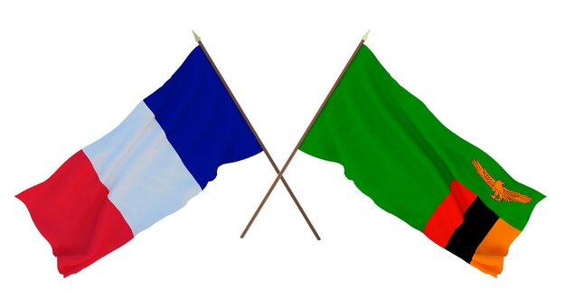 Sfondo per disegnatori illustratori Bandiere del Giorno dell'Indipendenza Nazionale Francia e Zambia