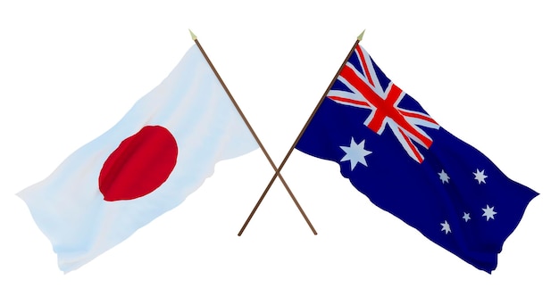 Sfondo per disegnatori illustratori Bandiere del giorno dell'indipendenza nazionale Giappone e Australia