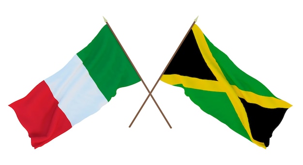 Sfondo per disegnatori illustratori Bandiere del Giorno dell'Indipendenza Nazionale Italia e Giamaica