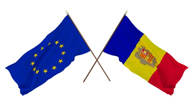 Sfondo per disegnatori illustratori Bandiere del Giorno dell'Indipendenza Nazionale L'Unione Europea e Andorra