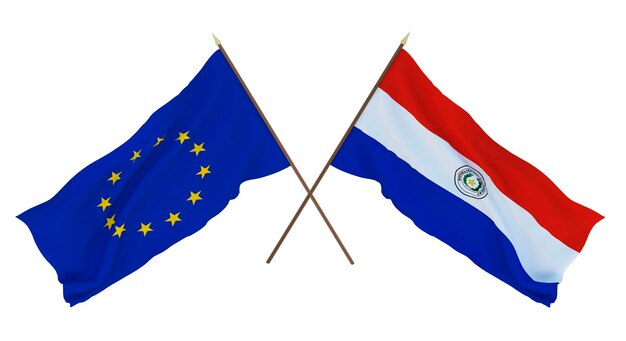 Sfondo per disegnatori illustratori Bandiere del Giorno dell'Indipendenza Nazionale L'Unione Europea e il Paraguay