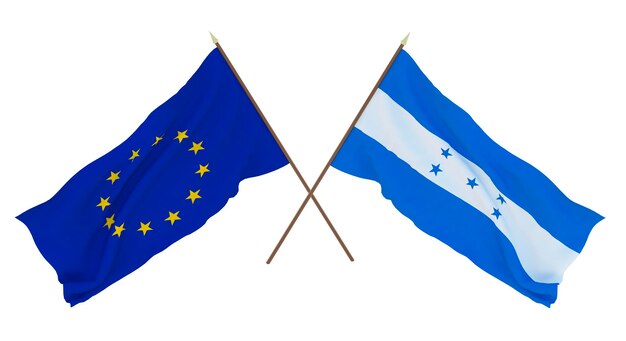 Sfondo per disegnatori illustratori Bandiere del giorno dell'indipendenza nazionale L'Unione europea e l'Honduras
