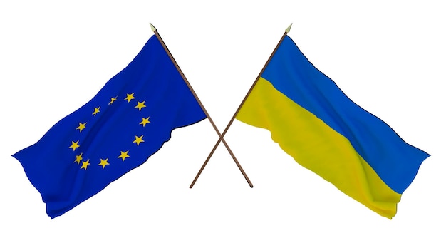 Sfondo per disegnatori illustratori Bandiere del giorno dell'indipendenza nazionale L'Unione europea e l'Ucraina