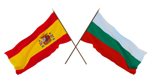 Sfondo per disegnatori illustratori Bandiere del giorno dell'indipendenza nazionale Spagna e Bulgaria