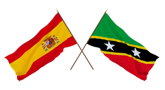 Sfondo per disegnatori illustratori Bandiere del Giorno dell'Indipendenza Nazionale Spagna e Saint Kitts e Nevis