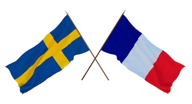 Sfondo per disegnatori illustratori Bandiere del giorno dell'indipendenza nazionale Svezia e Francia