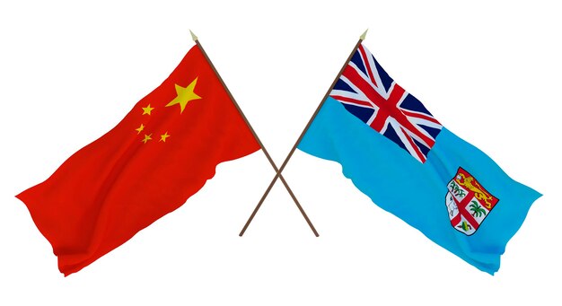 Sfondo per disegnatori illustratori National Independence Day Flags Chine e Fiji