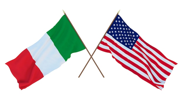 Sfondo per disegnatori illustratori National Independence Day Flags Italia e Stati Uniti d'America USA