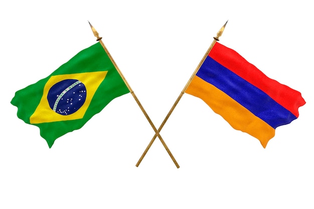 Sfondo per i progettisti Giornata nazionale Modello 3D Bandiere nazionali della Repubblica popolare del Brasile e dell'Armenia