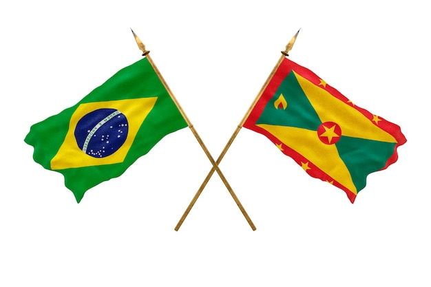 Sfondo per i progettisti Giornata nazionale Modello 3D Bandiere nazionali della Repubblica popolare del Brasile e Grenada