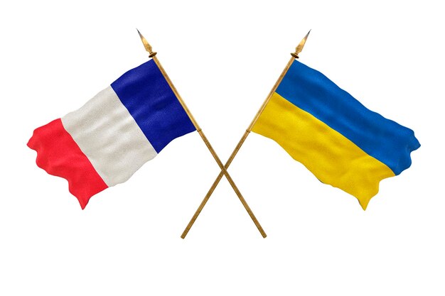 Sfondo per i progettisti Giornata nazionale Modello 3D Bandiere nazionali della Repubblica popolare di Francia e Ucraina