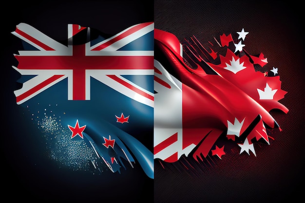 Sfondo per i progettisti National Day Modello 3D Bandiere nazionali del Canada e della Nuova Zelanda