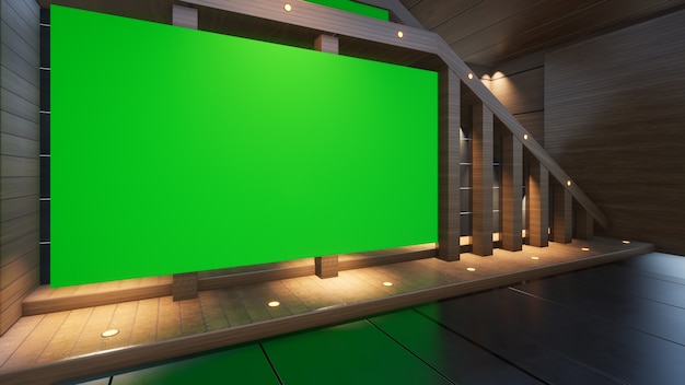 Sfondo per programmi TV TV su Wall3D Virtual News Studio Background 3d rendering