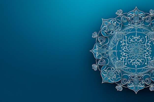 sfondo piatto blu con ornamento islamico