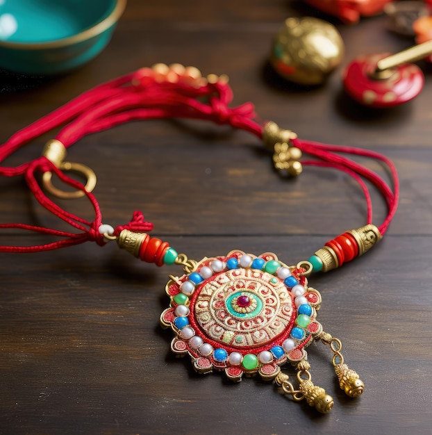 Sfondo Raksha Bandhan con un elegante Rakhi