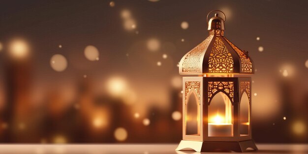sfondo Ramadan di lusso con moschea e cammello con falce di luna sul retro
