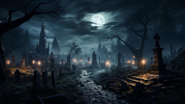 sfondo realistico del cimitero di Halloween