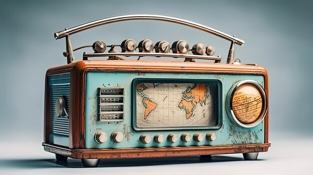 Sfondo realistico della giornata radiofonica in stile vintage Ai generativo