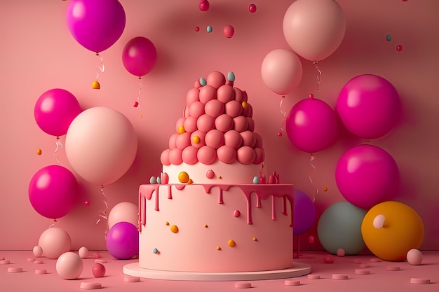 Sfondo rosa compleanno decorazioni partito generato AI