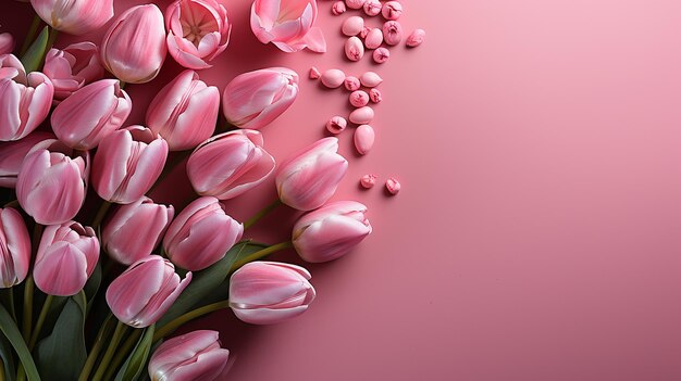 sfondo rosa e tulipani