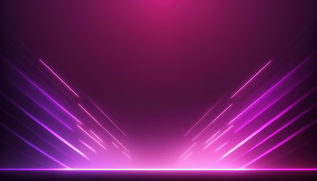 Sfondo rosa viola astratto con linee al neon e synthwave nebbia