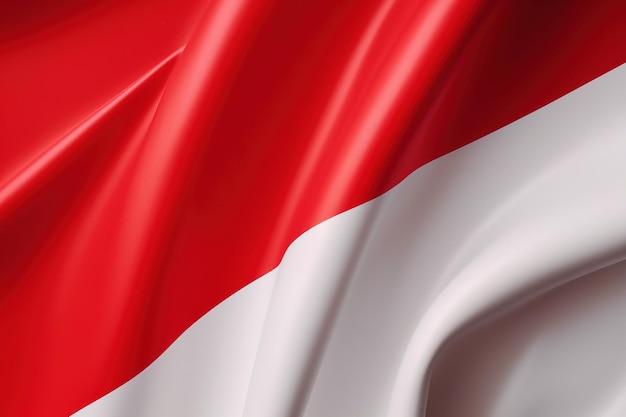 Sfondo rosso e bianco sventolando la bandiera nazionale dell'Indonesia sventolava primo piano molto dettagliato