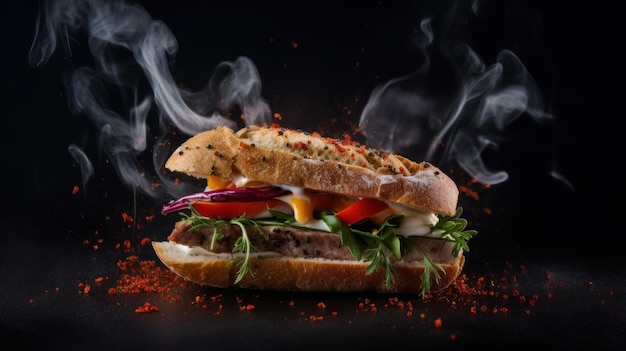 Sfondo sandwich nero Illustrazione AI GenerativexA