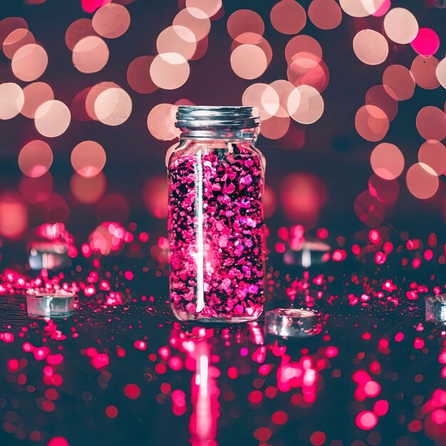 Sfondo scintillante con bokeh fatto di colore rosso magenta 2023 Colore 2023 viva magenta sfondo sfocato per vacanze e feste Dimostrazione del colore dell'anno 2023 viva magenta Copia spazio