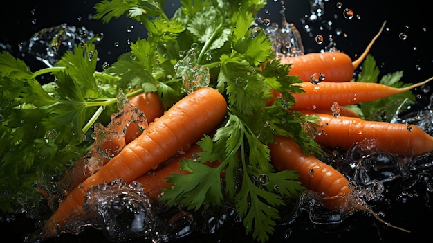 sfondo senza giunte di carota fresca cadere nell'acqua