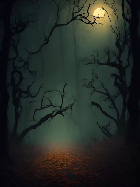 Sfondo spaventoso sfondo horror foresta fantasma per halloween e artillustration ai generativa