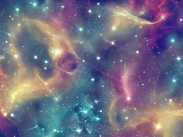 Sfondo spaziale con polvere di stelle e stelle lucenti cosmo colorato realistico con nebulosa e Via Lattea