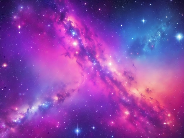 Sfondo spaziale con polvere di stelle e stelle lucenti cosmo colorato realistico con nebulosa e Via Lattea
