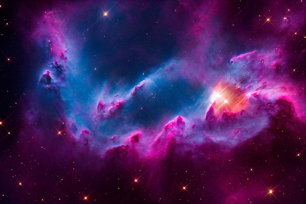 Sfondo spaziale Nebulosa colorata con stelleNebulose spaziali supernova che esplodono stelle e galassie lontane di un universo fatto di brillanti colori luminosi spazio profondo universo misterioso incandescente