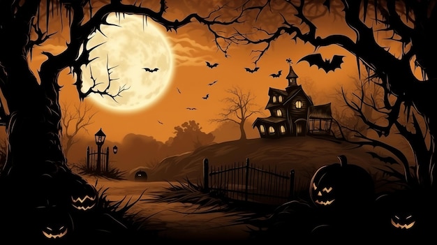 Sfondo spettrale di Halloween Illustrazione AI GenerativexA