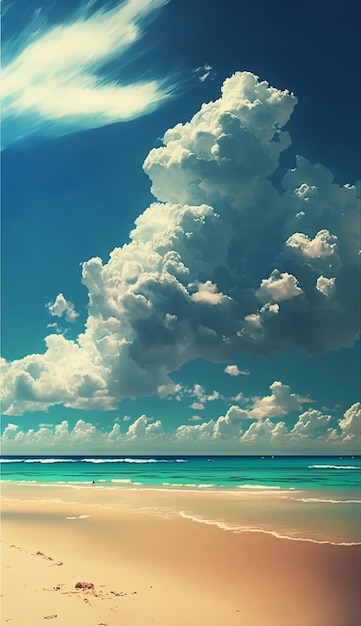 Sfondo spiaggia cielo e nuvole AI generativa