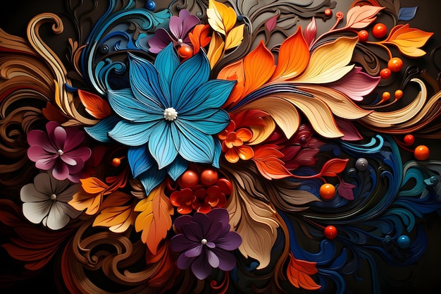 sfondo swirly e floreale estremamente colorato e vibrante