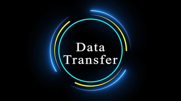 sfondo tecnologico astratto con disegno circolare e le parole Data Transfer