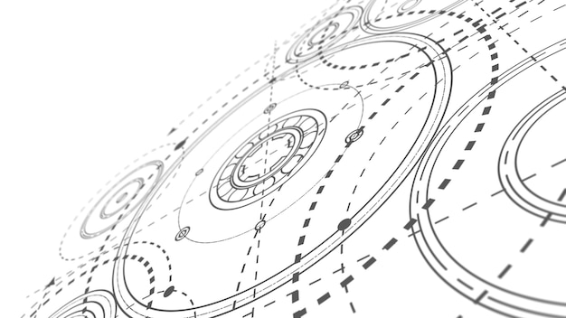 Sfondo tecnologico. Disegno tecnico degli ingranaggi.