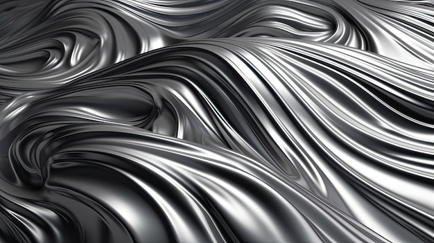Sfondo tessile di seta argento Illustrazione del materiale del tessuto ondulato Panno ondulato dinamico IA generativa