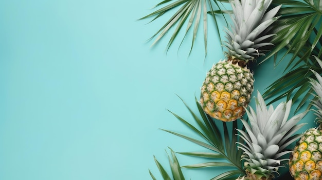 Sfondo tropicale di ananas Illustrazione AI generativa