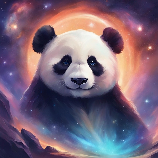 Sfondo Un panda guarda la galassia